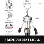 Heavy-Duty Zinc Alloy Wing Corkscrew - Multifunctional Bottle Opener