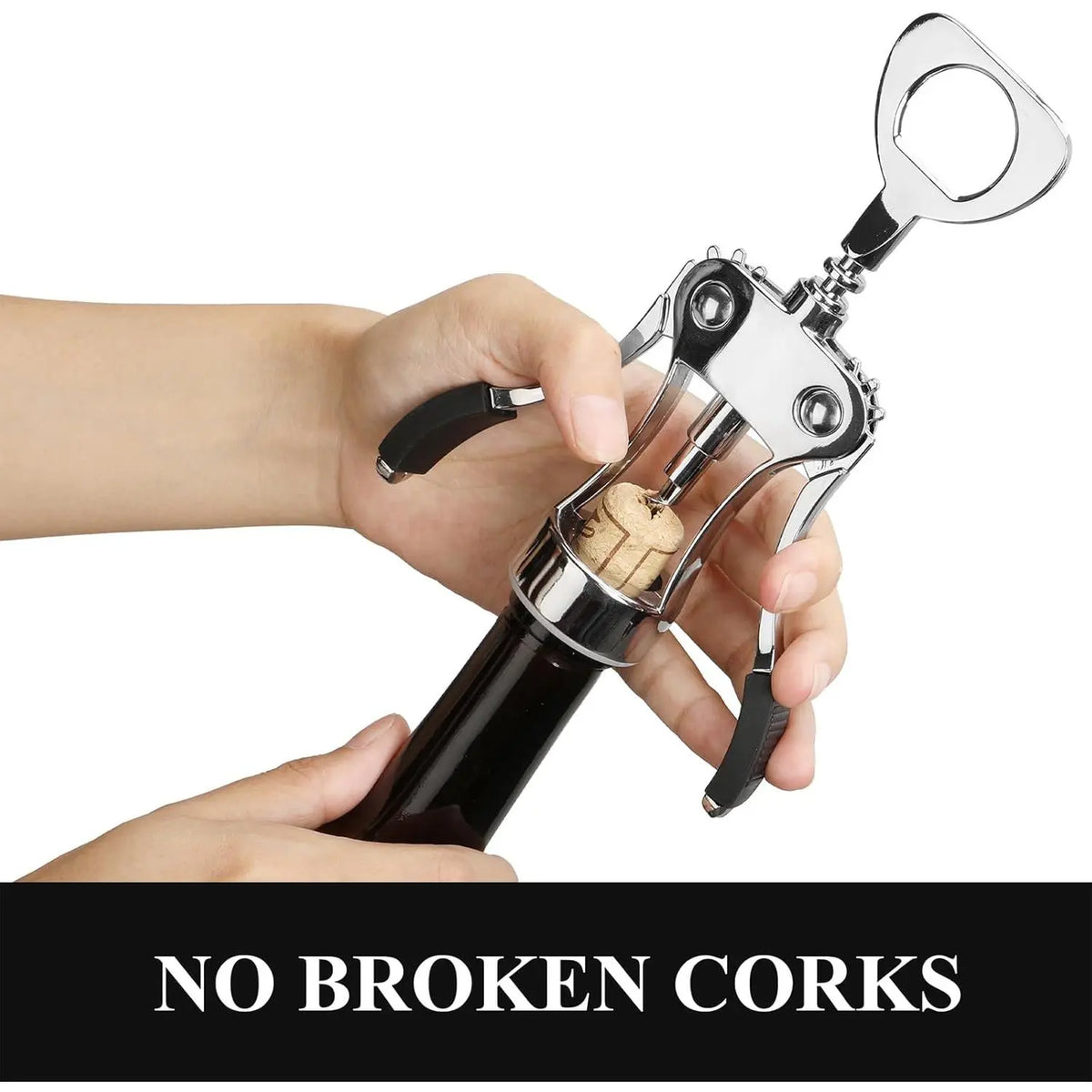 Heavy-Duty Zinc Alloy Wing Corkscrew - Multifunctional Bottle Opener