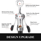 Heavy-Duty Zinc Alloy Wing Corkscrew - Multifunctional Bottle Opener