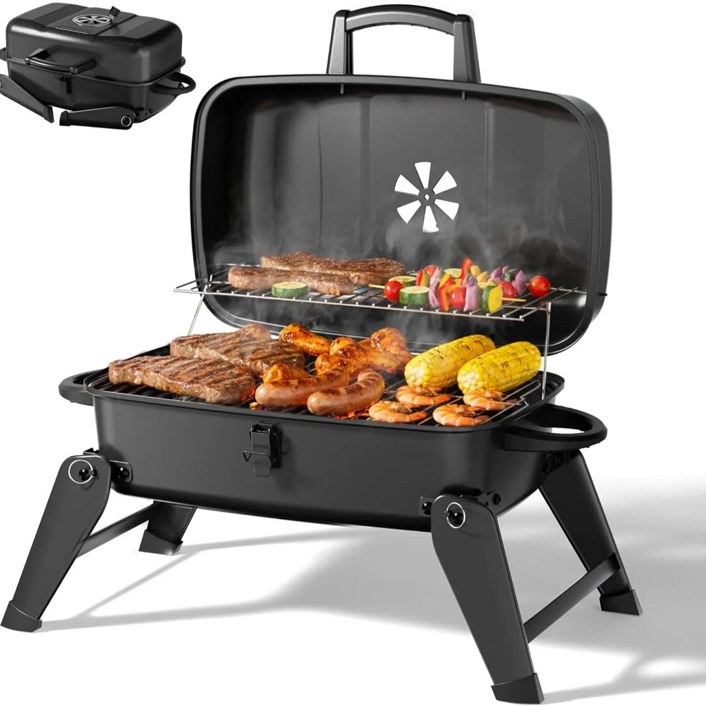 Foldable Stainless Steel Dual Fuel BBQ Grill, 330 sq in Cooking Area