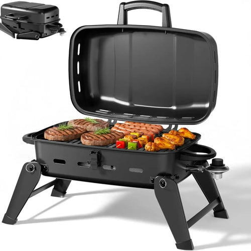 Foldable Stainless Steel Dual Fuel BBQ Grill, 330 sq in Cooking Area
