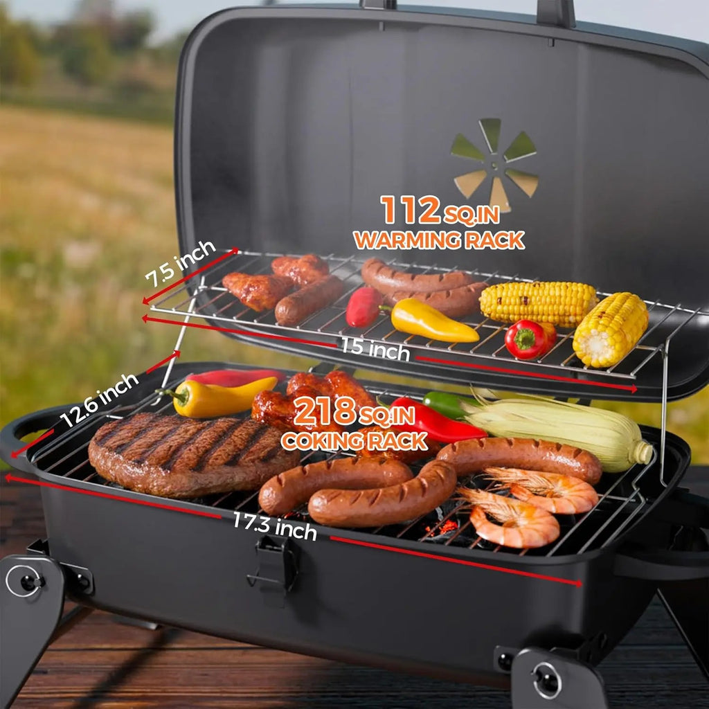 Foldable Stainless Steel Dual Fuel BBQ Grill, 330 sq in Cooking Area